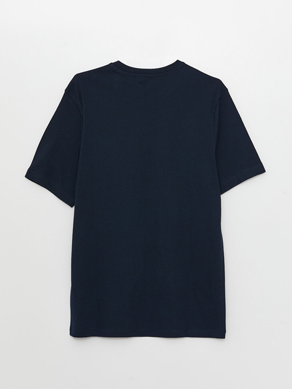 Lacivert Bisiklet Yaka Kısa Kollu Baskılı Penye Erkek Tişört-6