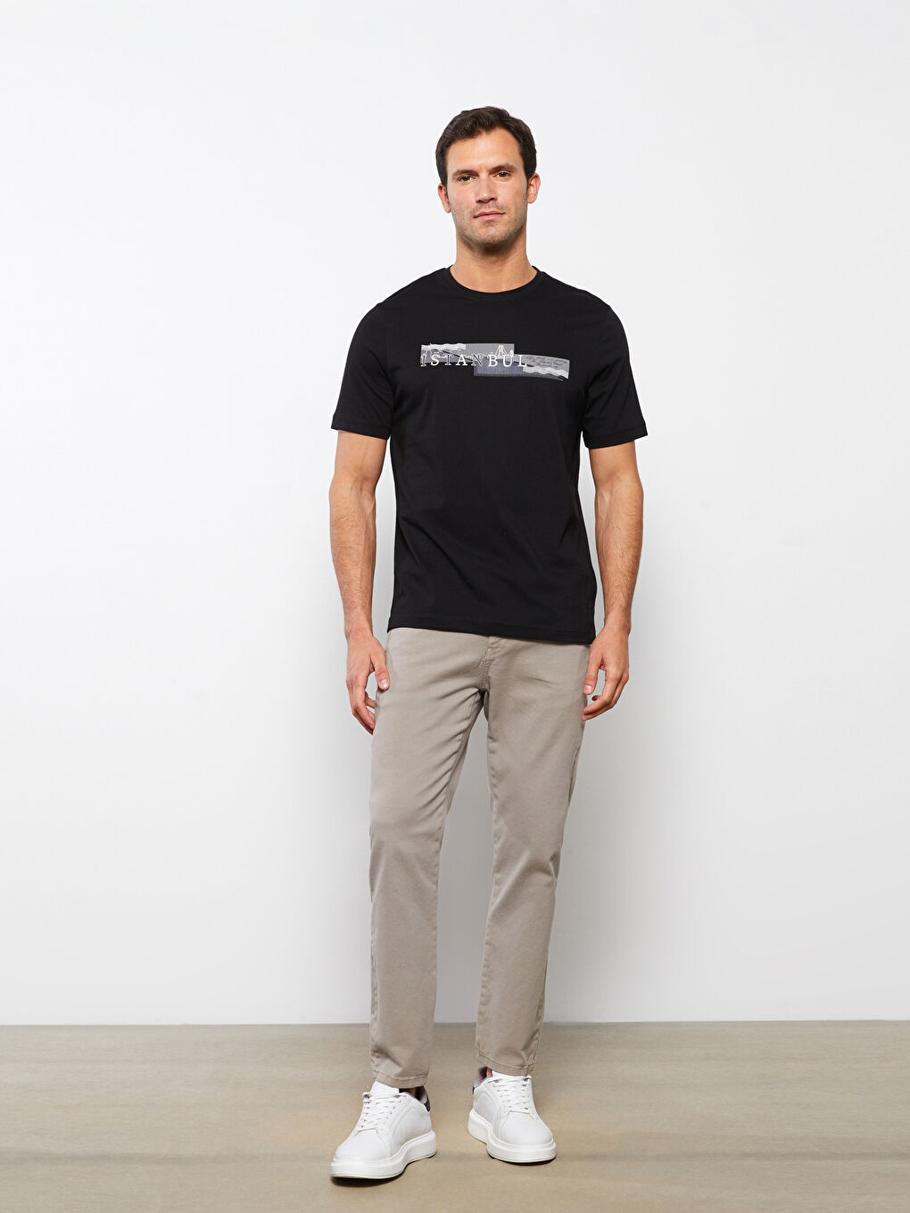 Crew Neck Short Sleeve Printed Combed Cotton Men's T-shirt-1