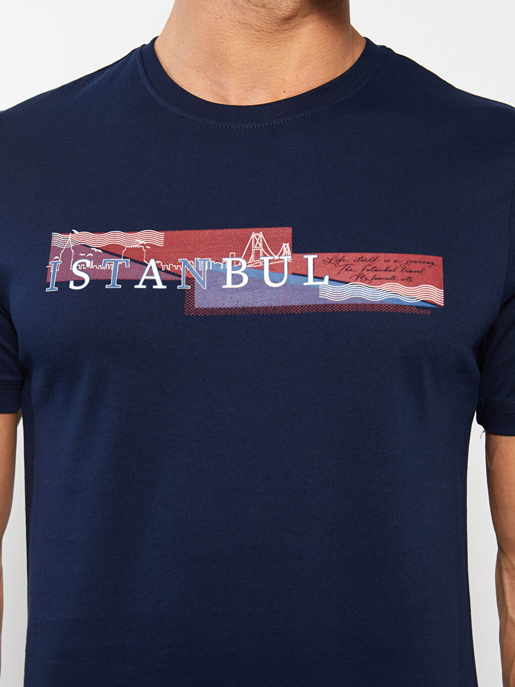 تيشيرت رجالي ياقة دائرية كم قصير مطبوع قطن ممشط-3