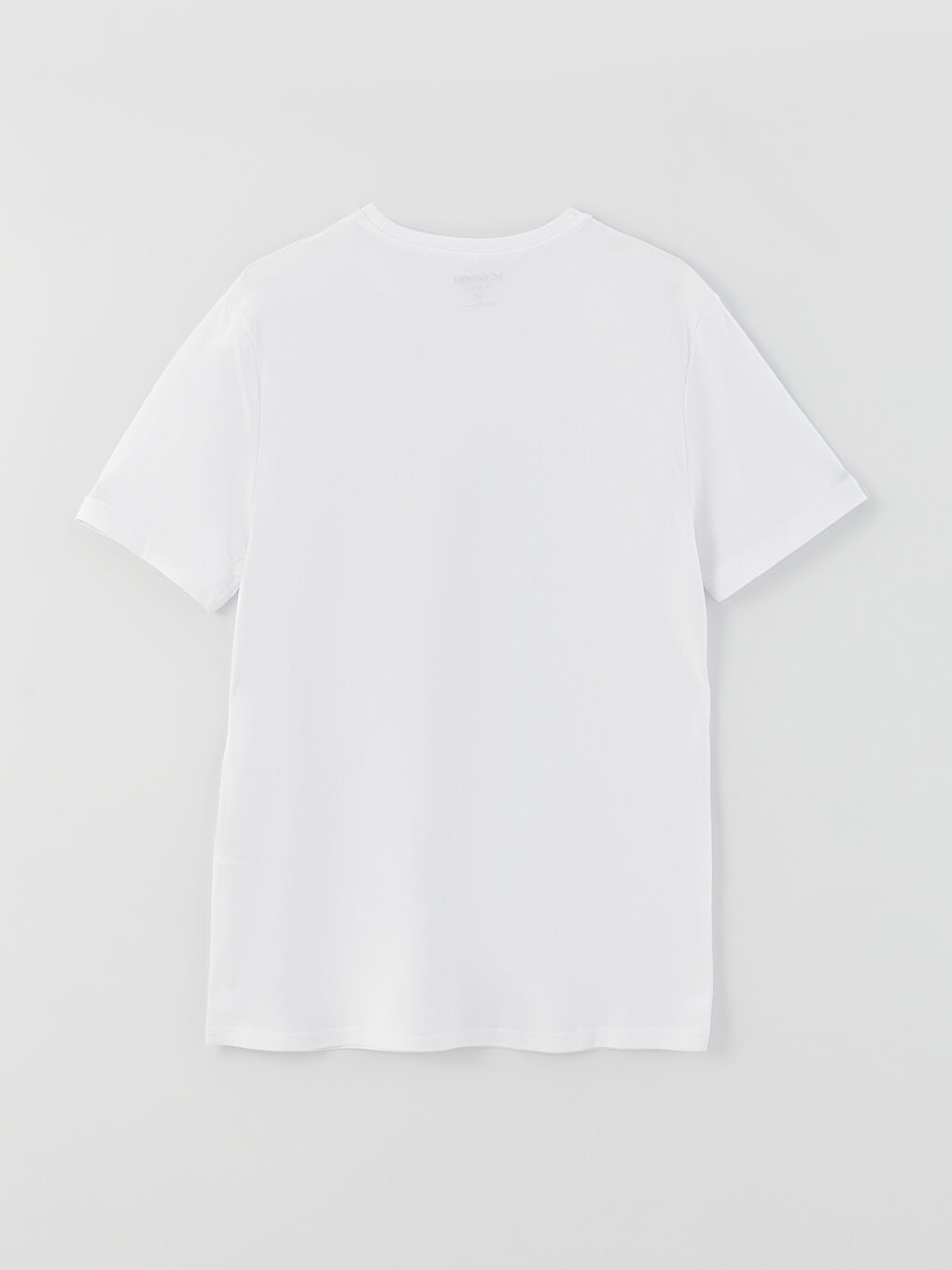 Beyaz Bisiklet Yaka Kısa Kollu Baskılı Penye Erkek Tişört-6