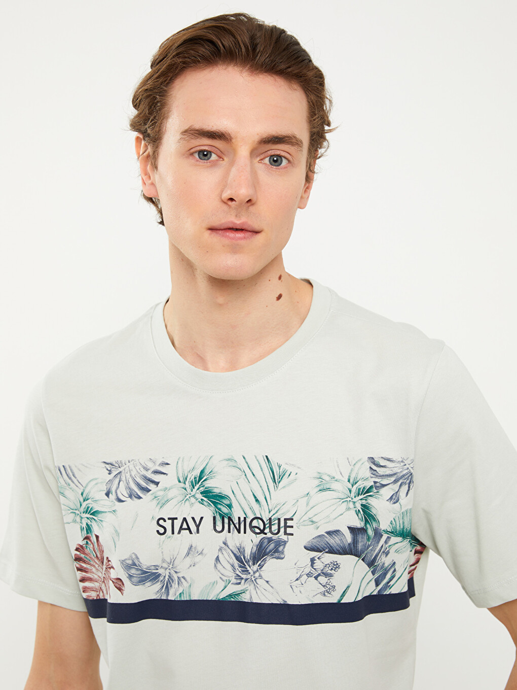 Crew Neck Short Sleeve Printed Combed Cotton Men's T-shirt-1