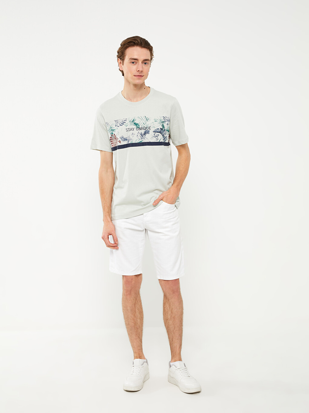 Crew Neck Short Sleeve Printed Combed Cotton Men's T-shirt-2