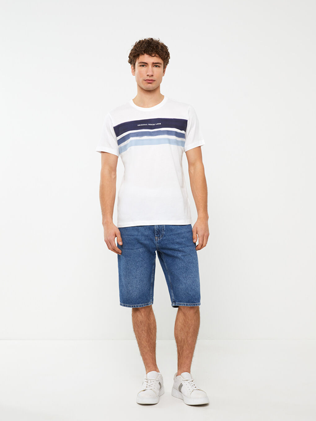 تيشيرت رجالي ياقة دائرية كم قصير مطبوع قطن ممشط-2