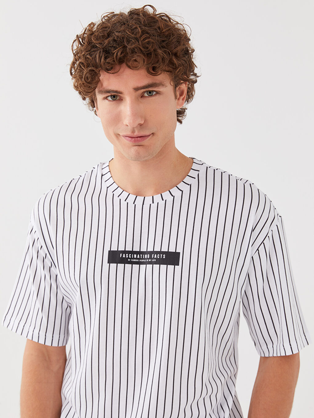 XSIDE Rundhalsausschnitt Kurzarm Gestreift Jersey Herren T-Shirt -S39525Z8-Q6K