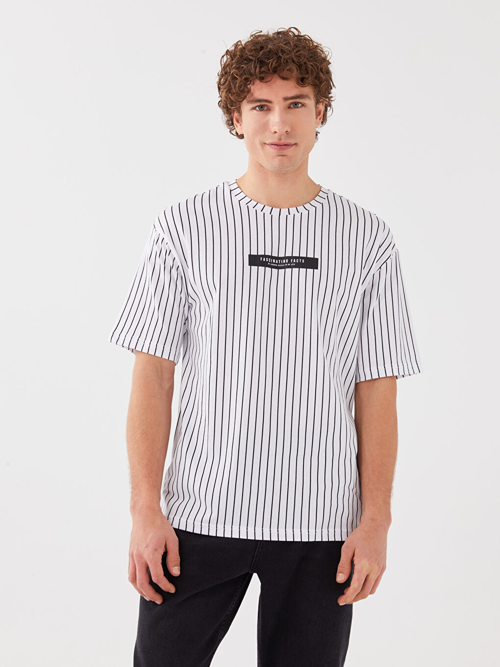 XSIDE Rundhalsausschnitt Kurzarm Gestreift Jersey Herren T-Shirt -S39525Z8-Q6K