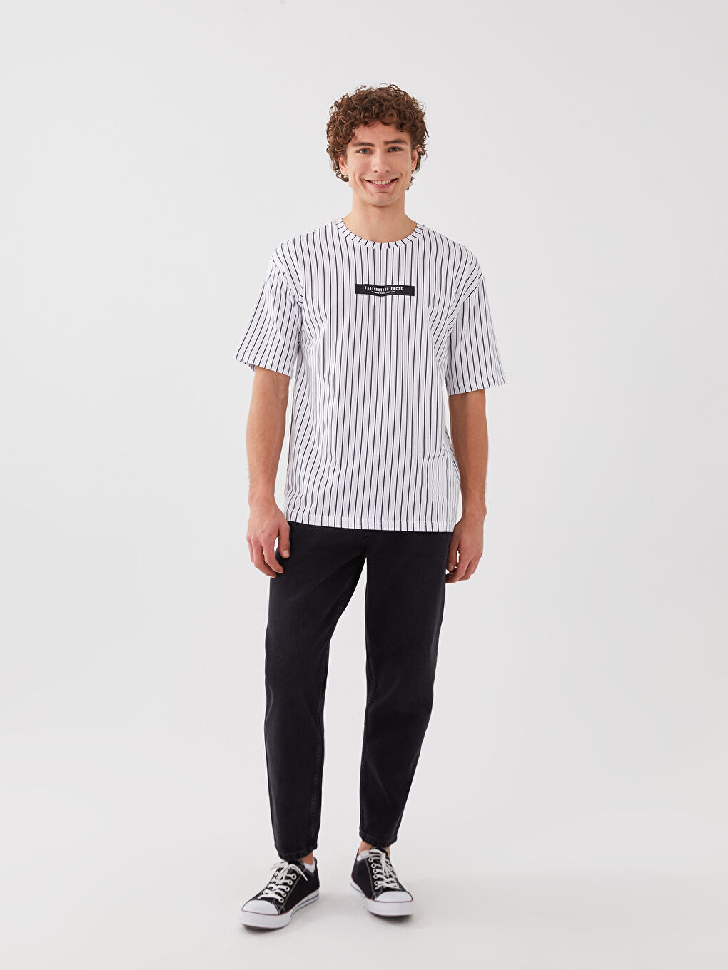 XSIDE Rundhalsausschnitt Kurzarm Gestreift Jersey Herren T-Shirt -S39525Z8-Q6K