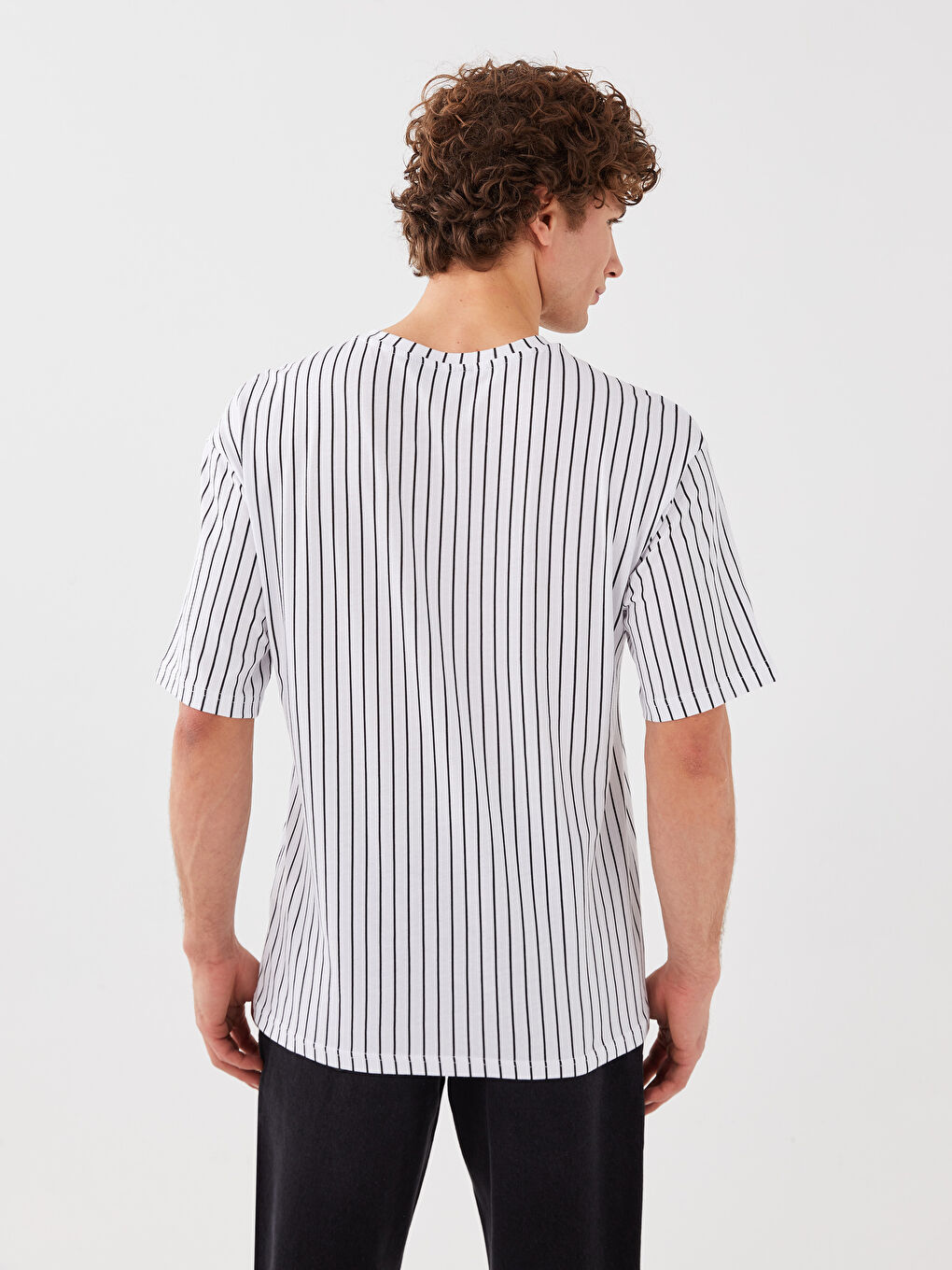 XSIDE Rundhalsausschnitt Kurzarm Gestreift Jersey Herren T-Shirt -S39525Z8-Q6K