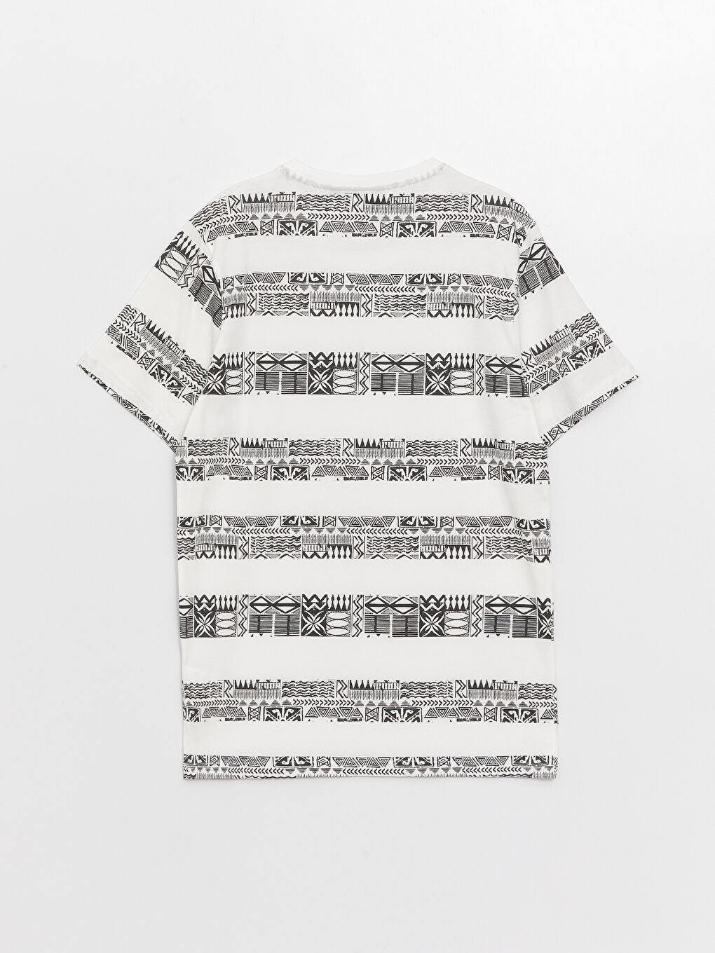 Beyaz Bisiklet Yaka Kısa Kollu Desenli Penye Erkek Tişört-6