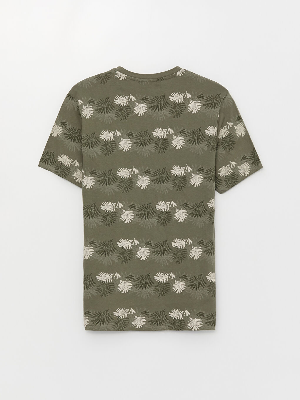 Haki Bisiklet Yaka Kısa Kollu Desenli Penye Erkek Tişört-6