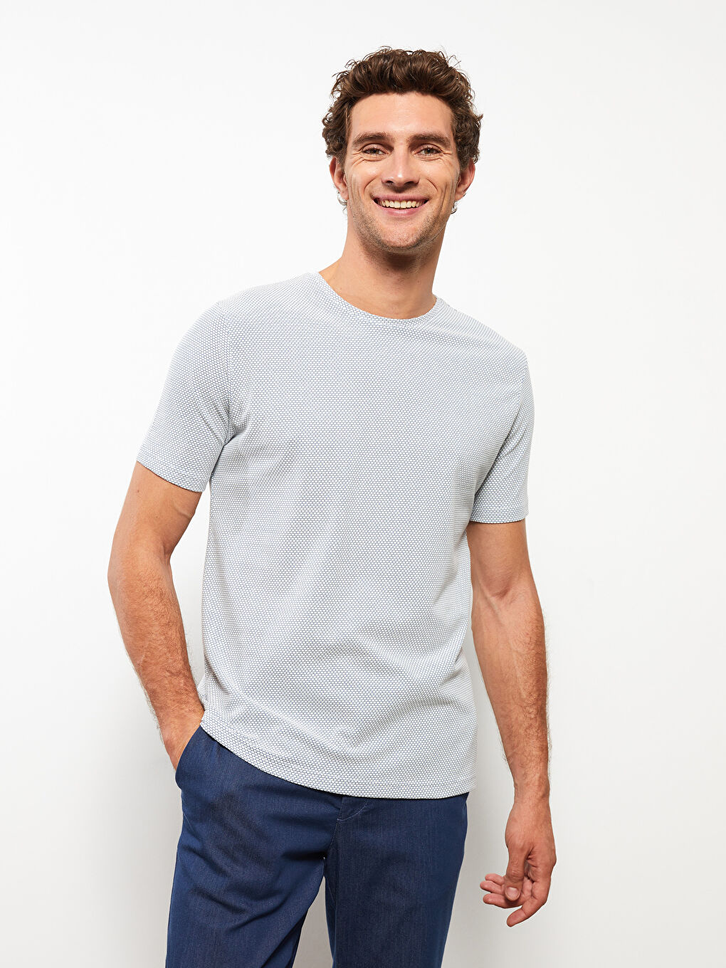 Rundhalsausschnitt Kurzarm Gemustertes Herren-T-Shirt