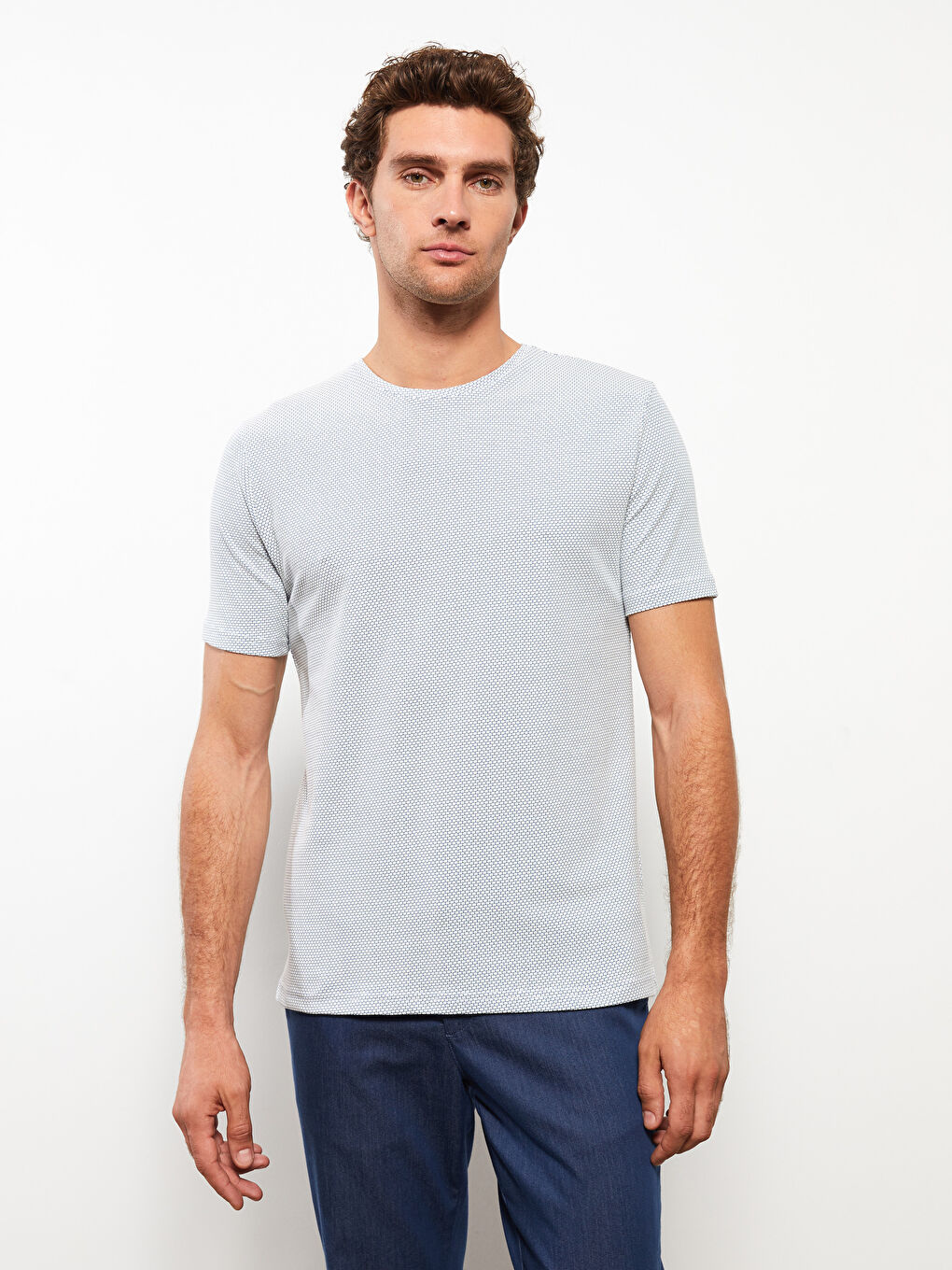 Rundhalsausschnitt Kurzarm Gemustertes Herren-T-Shirt-1