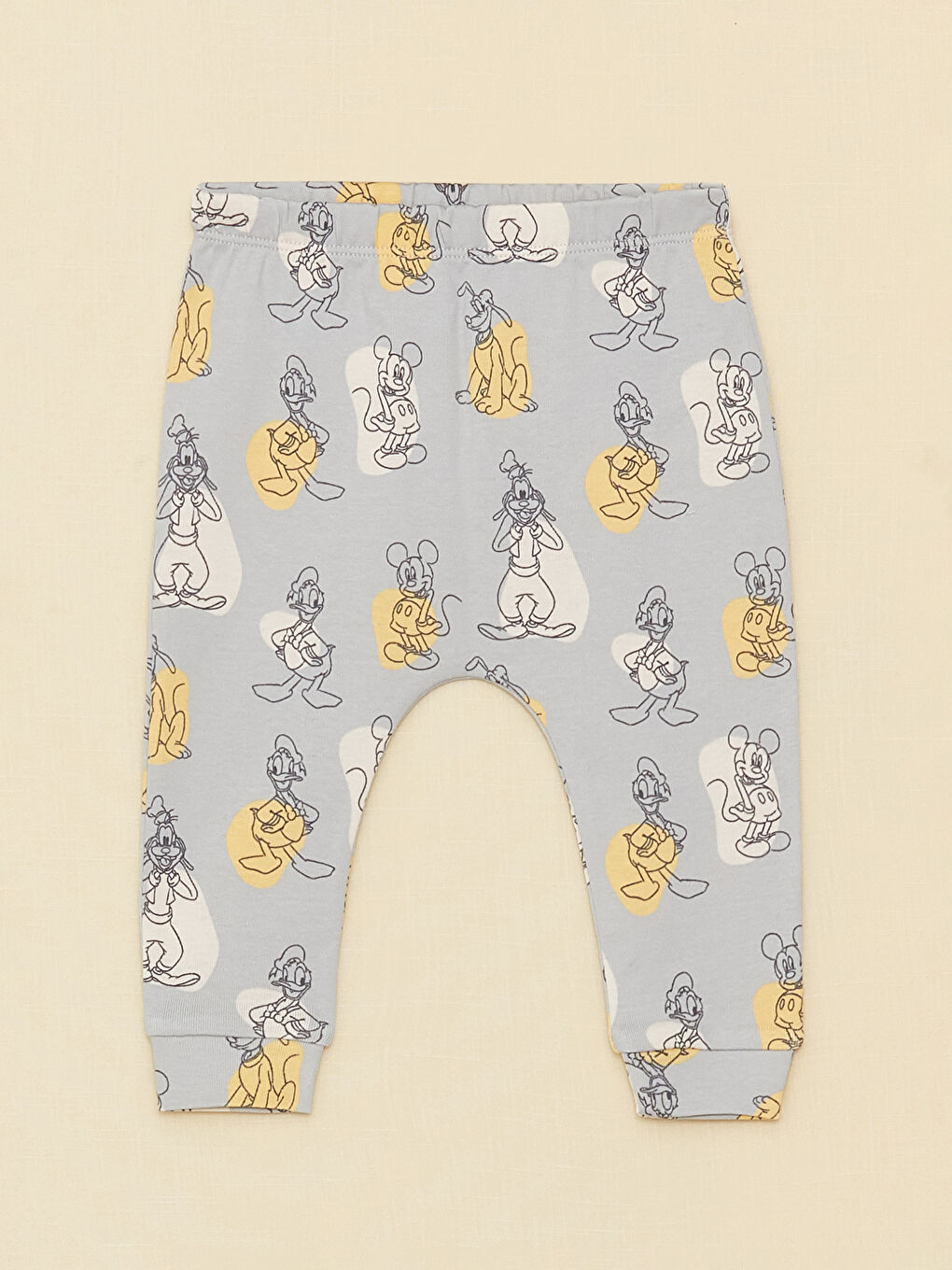 Bej Bisiklet Yaka Mickey Mouse Baskılı Erkek Bebek 3'lü Takım-2