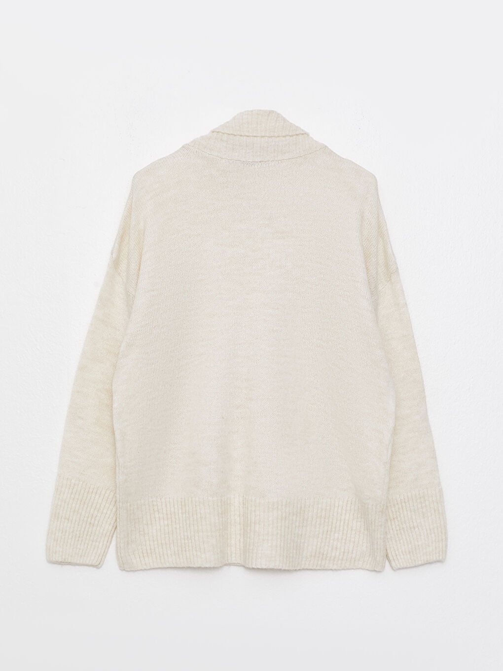 سترة تريكو ياقة هاي نيك سادة كم طويل للسيدات-6