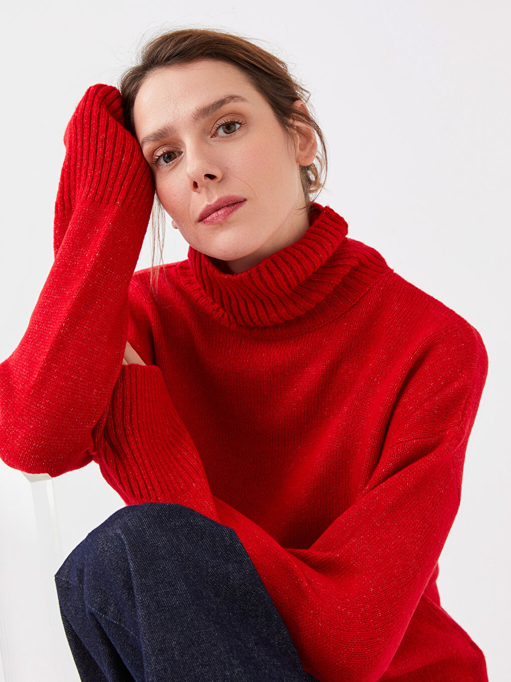 Turtleneck Plain Long Sleeve Women's Knitwear Sweater -S39552Z8-LCU