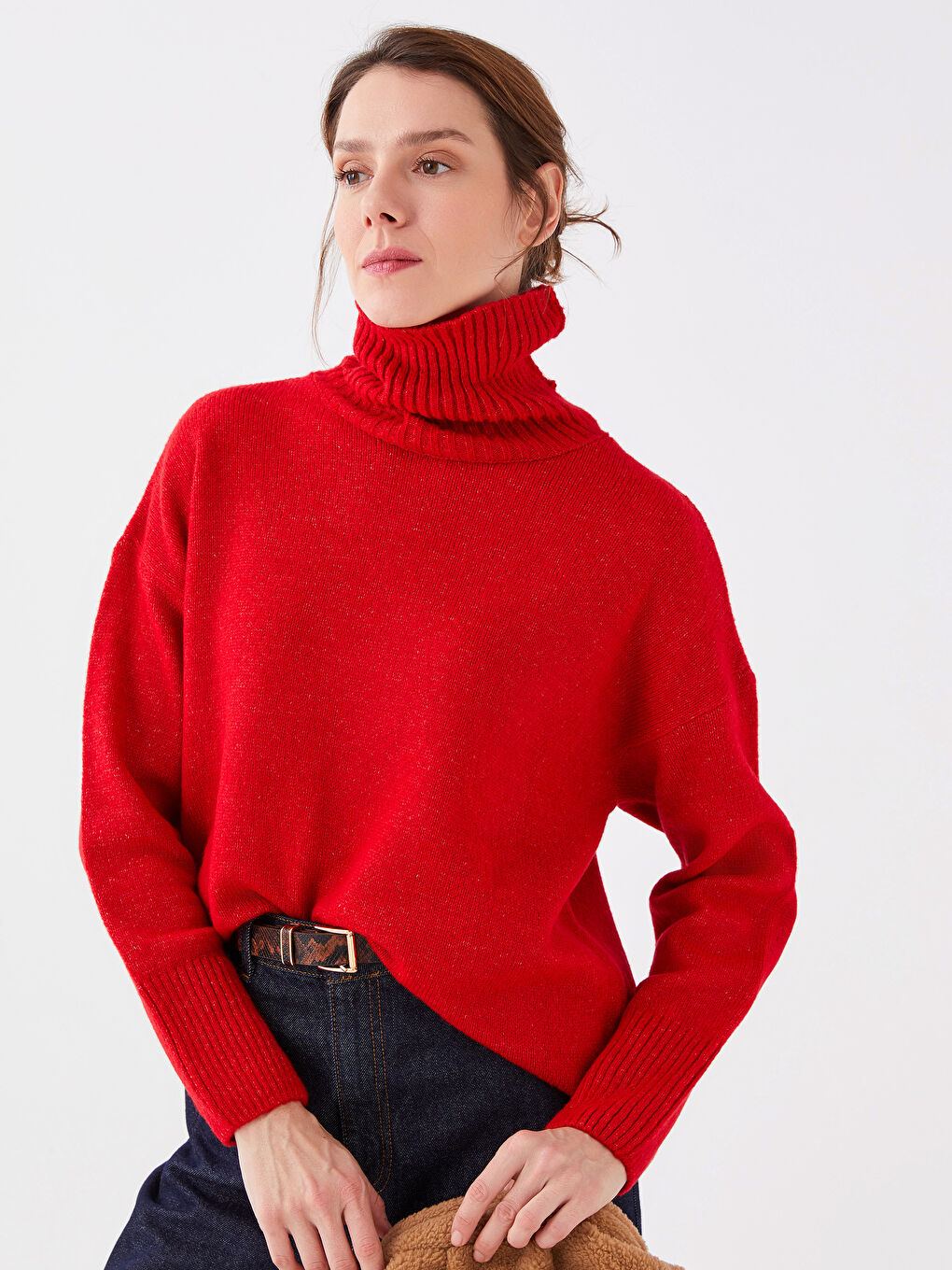 Turtleneck Plain Long Sleeve Women's Knitwear Sweater -S39552Z8-LCU
