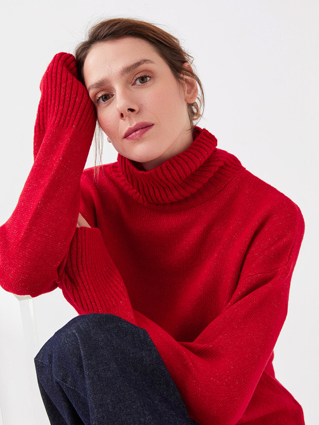 Turtleneck Plain Long Sleeve Women's Knitwear Sweater -S39552Z8-LCU