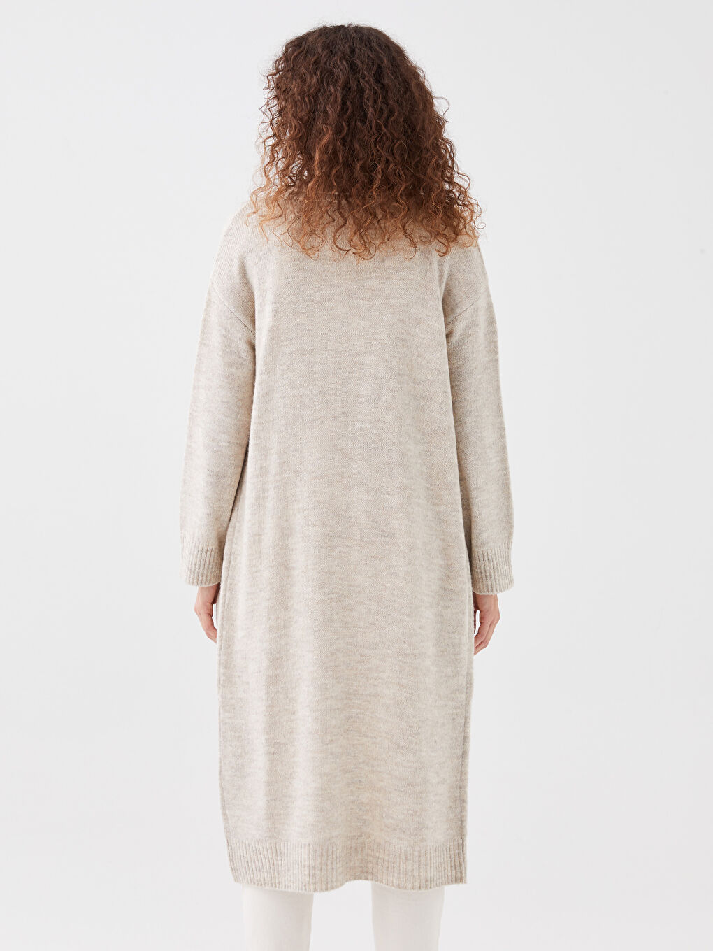 LCWAIKIKI Basic Shawl Collar Plain Long Sleeve Oversize Women's Knitwear Cardigan -S39558Z8-L8R