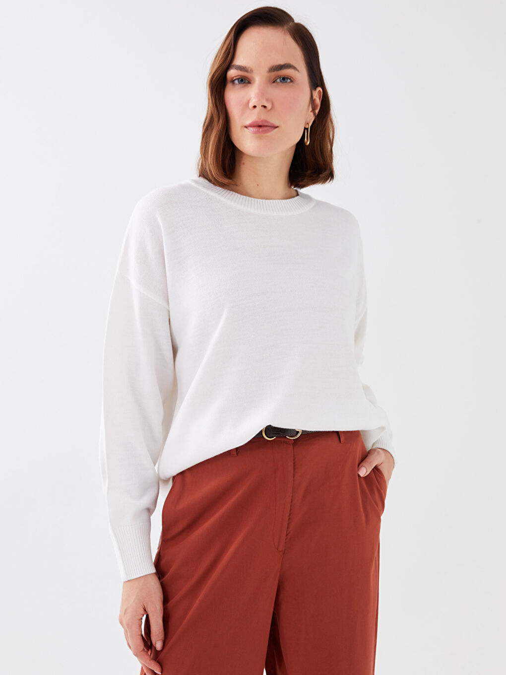 سترة تريكو واسعة بياقة دائرية للسيدات-1