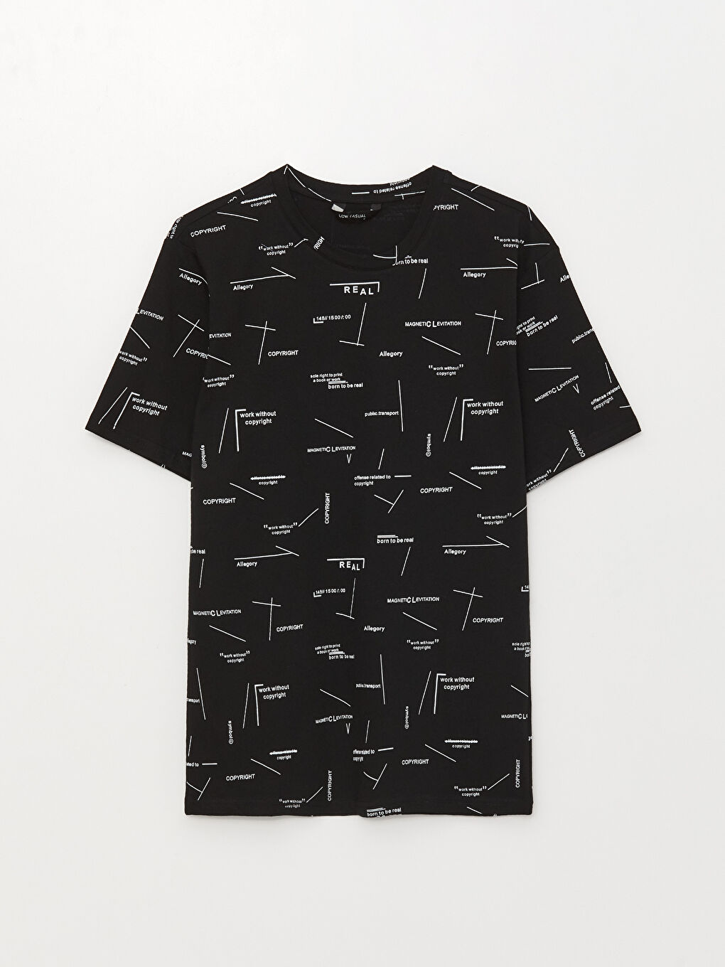 تي شيرت رجالي جيرسي بياقة دائرية وأكمام قصيرة ونقشة-5