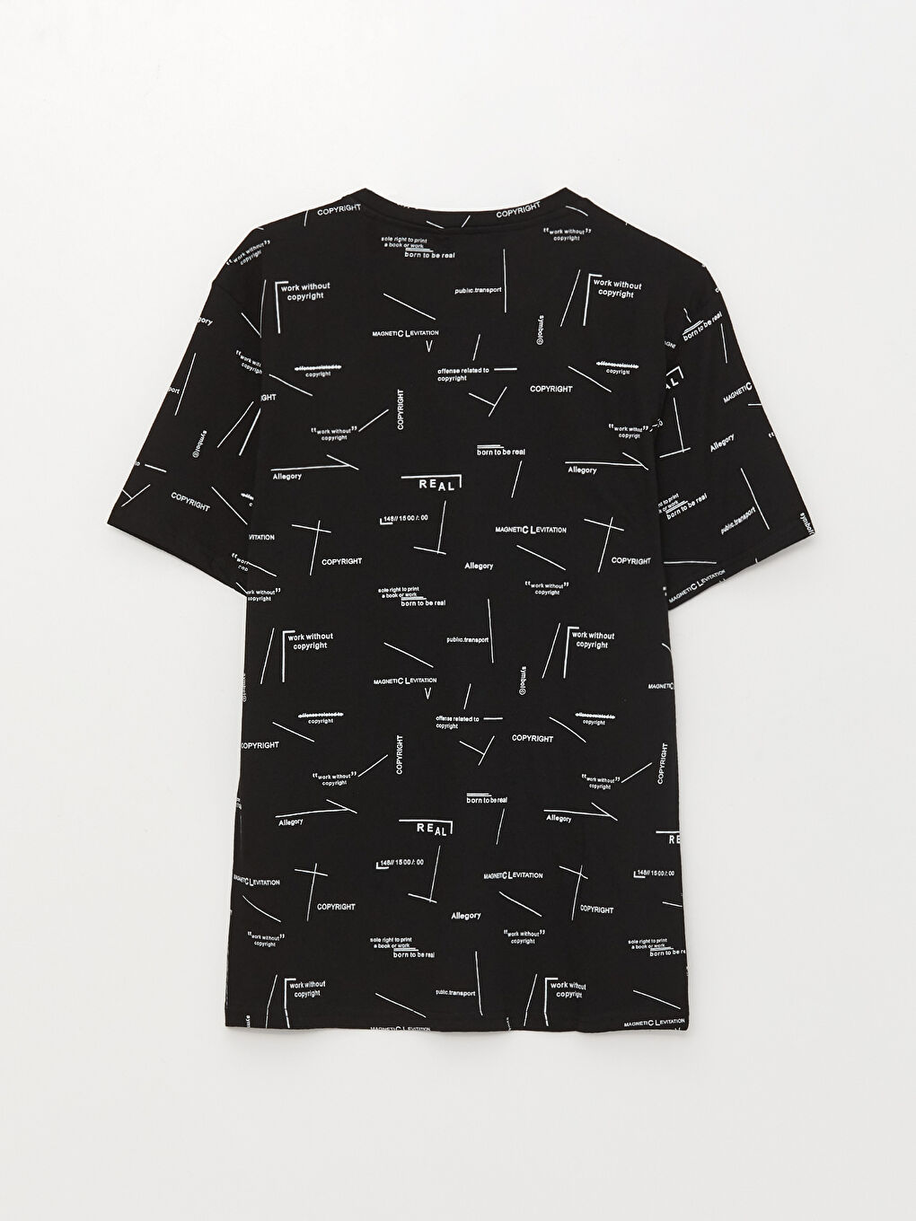 تي شيرت رجالي جيرسي بياقة دائرية وأكمام قصيرة ونقشة-6