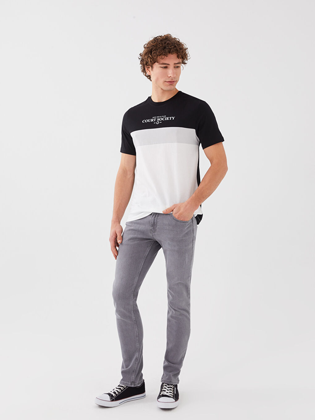XSIDE Crew Neck Short Sleeve Printed Combed Cotton Men's T-shirt -S39563Z8-CVL