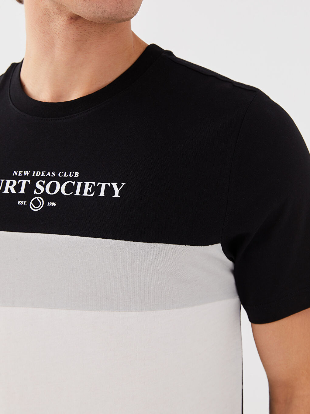XSIDE Crew Neck Short Sleeve Printed Combed Cotton Men's T-shirt -S39563Z8-CVL