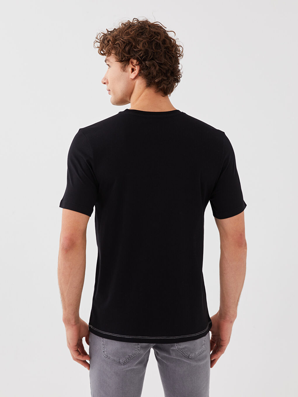 XSIDE Crew Neck Short Sleeve Printed Combed Cotton Men's T-shirt -S39563Z8-CVL