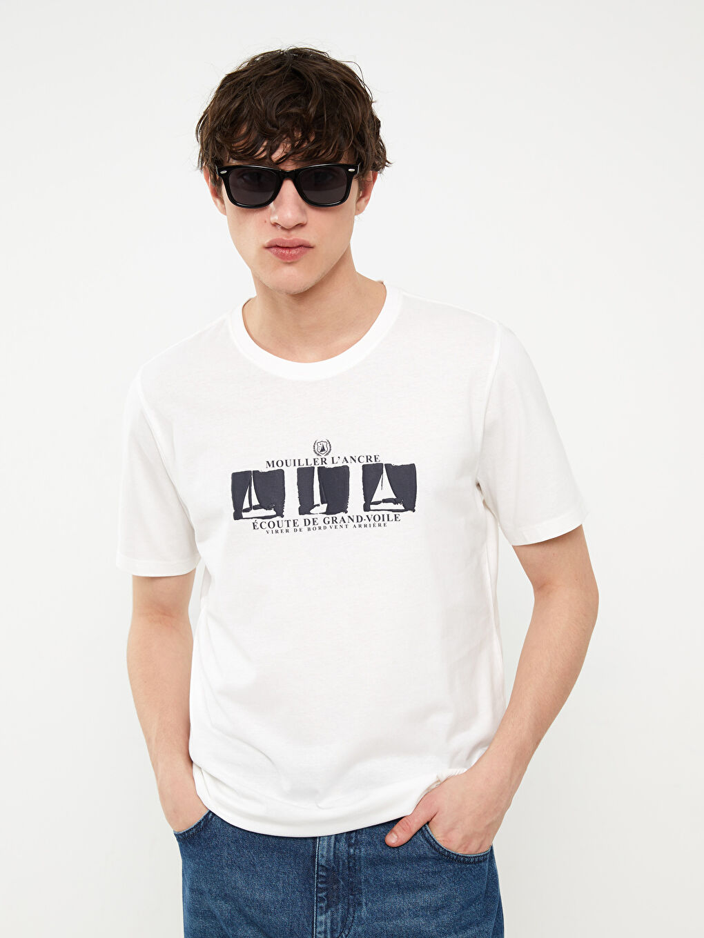 Crew Neck Short Sleeve Printed Combed Cotton Men's T-shirt -S39567Z8-R5B