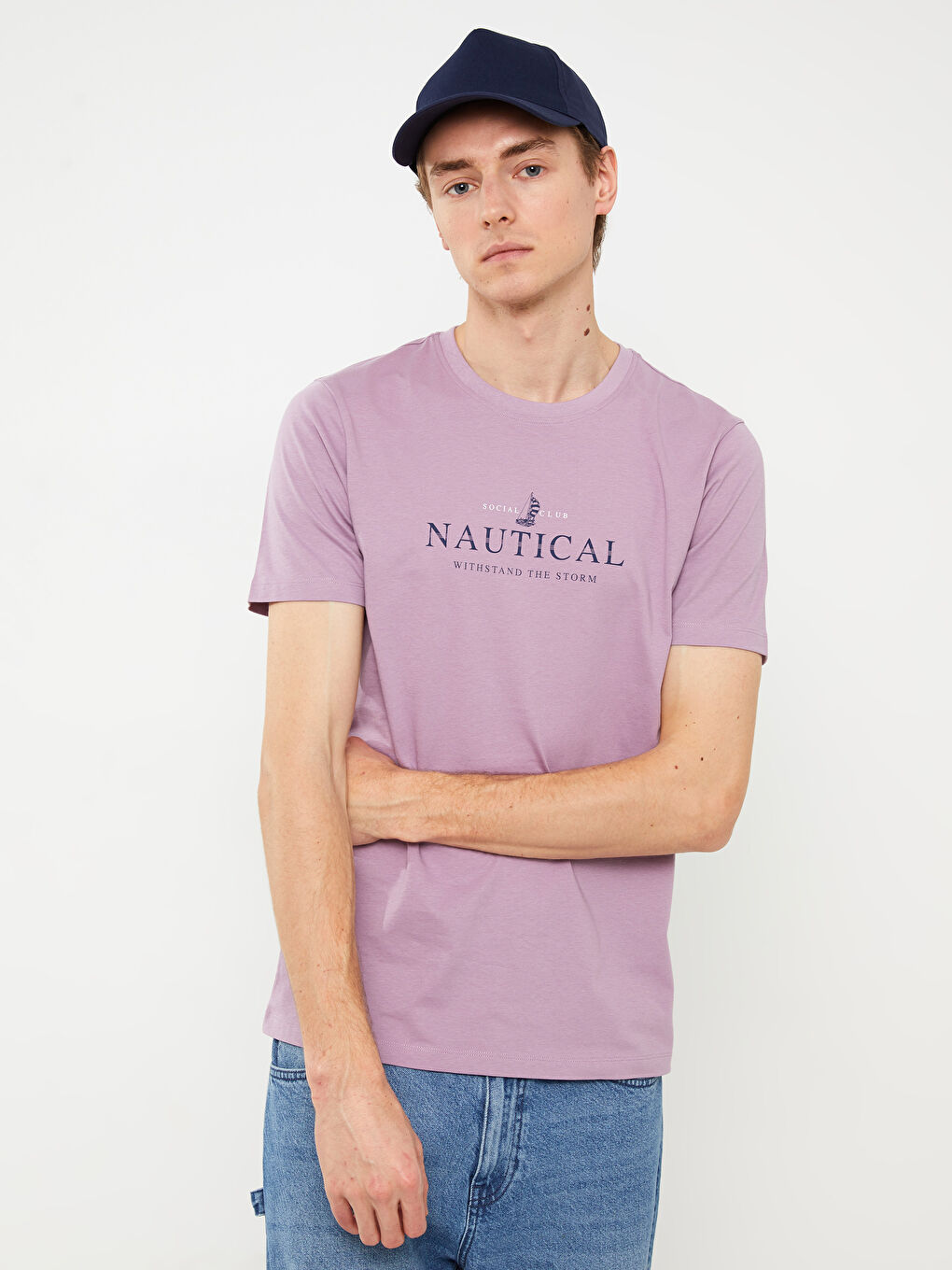 SOUTHBLUE Crew Neck Short Sleeve Printed Combed Cotton Men's T-shirt -S39568Z8-RPK