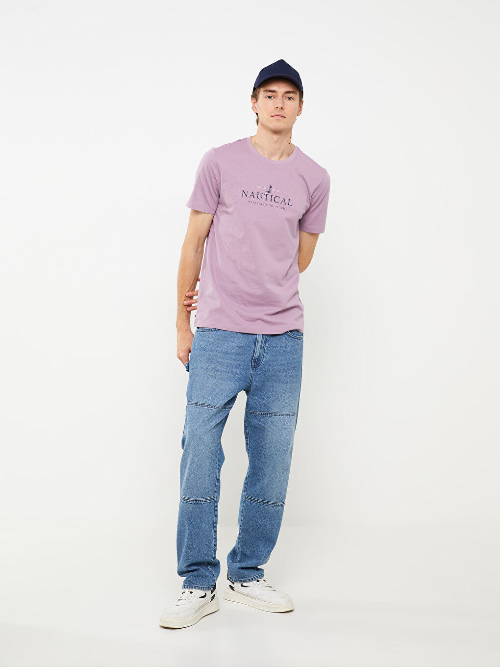 SOUTHBLUE Crew Neck Short Sleeve Printed Combed Cotton Men's T-shirt -S39568Z8-RPK