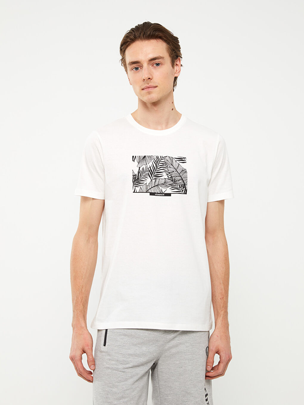 Crew Neck Short Sleeve Printed Combed Cotton Men's T-shirt