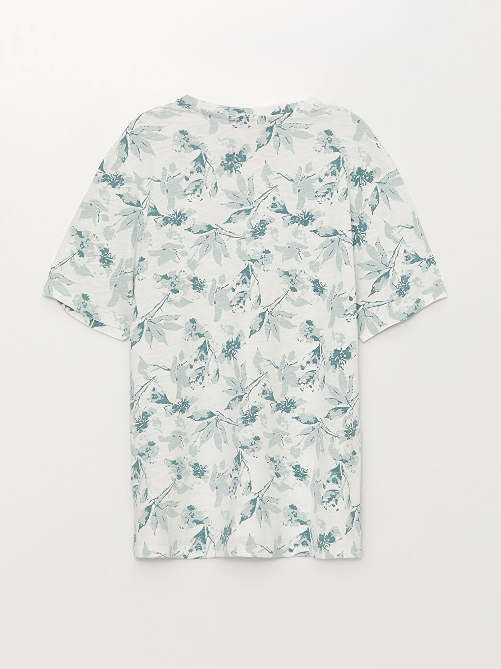 Beyaz Bisiklet Yaka Kısa Kollu Desenli Penye Erkek Tişört-6