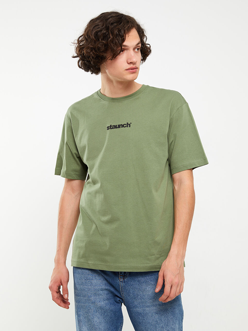 Crew Neck Short Sleeve Printed Combed Cotton Men's T-shirt-1