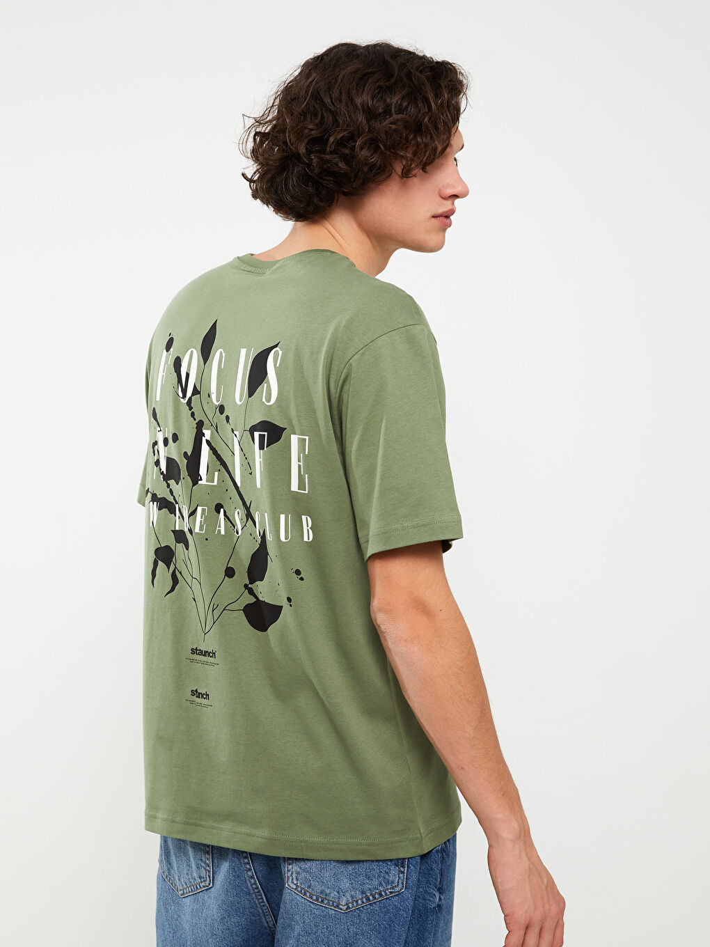 Crew Neck Short Sleeve Printed Combed Cotton Men's T-shirt-4