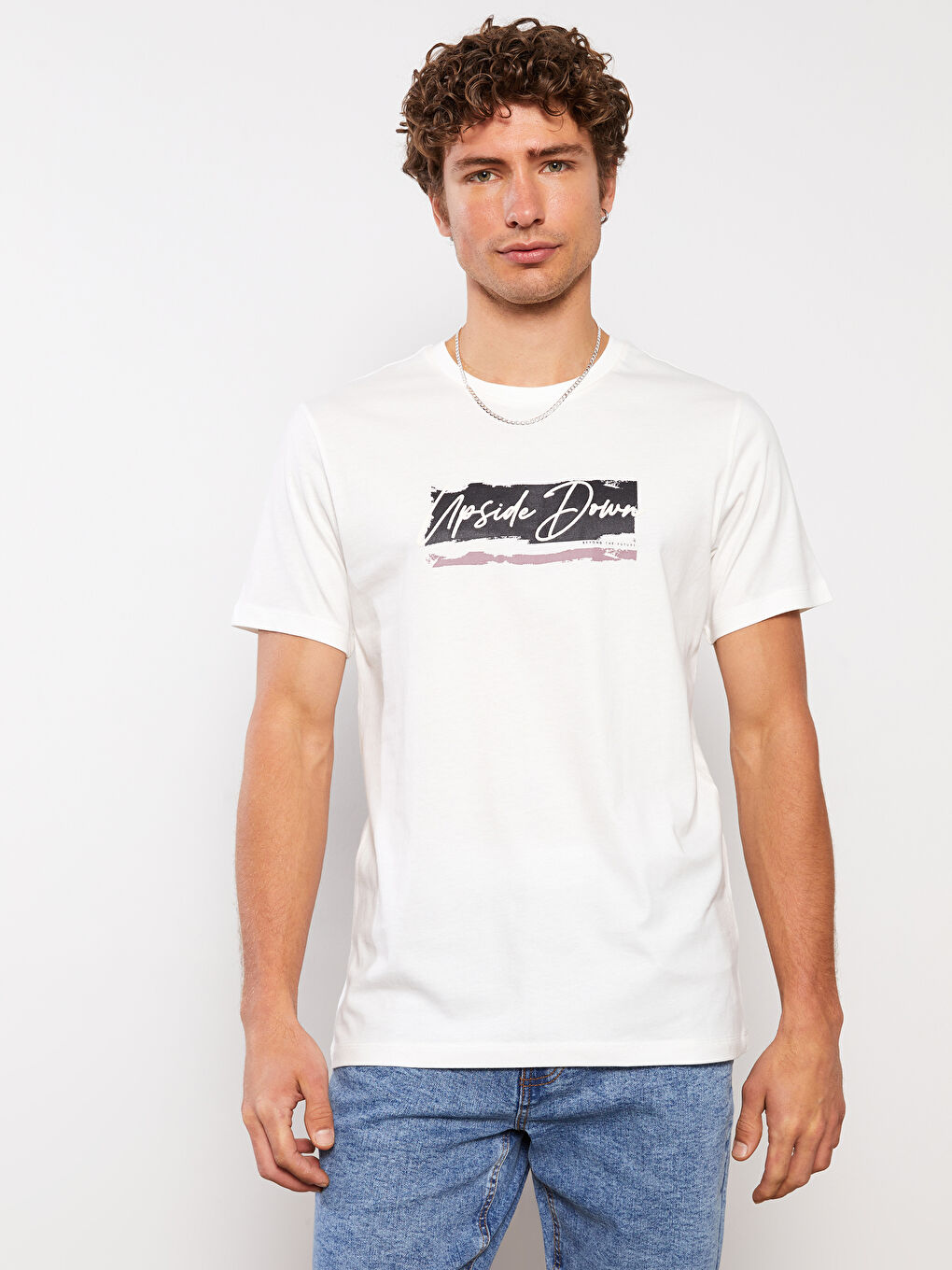 Crew Neck Short Sleeve Printed Combed Cotton Men's T-shirt