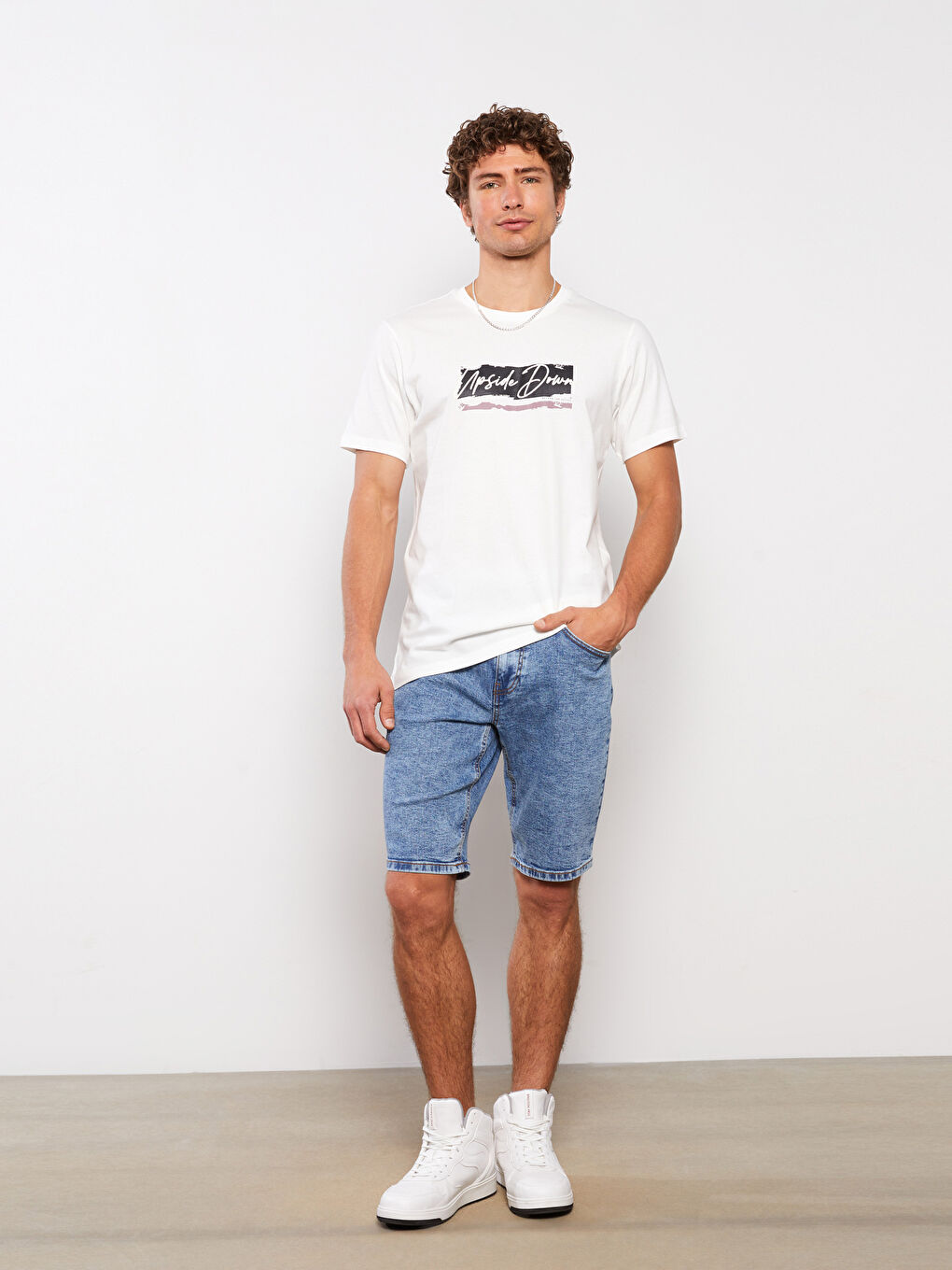 Crew Neck Short Sleeve Printed Combed Cotton Men's T-shirt-1