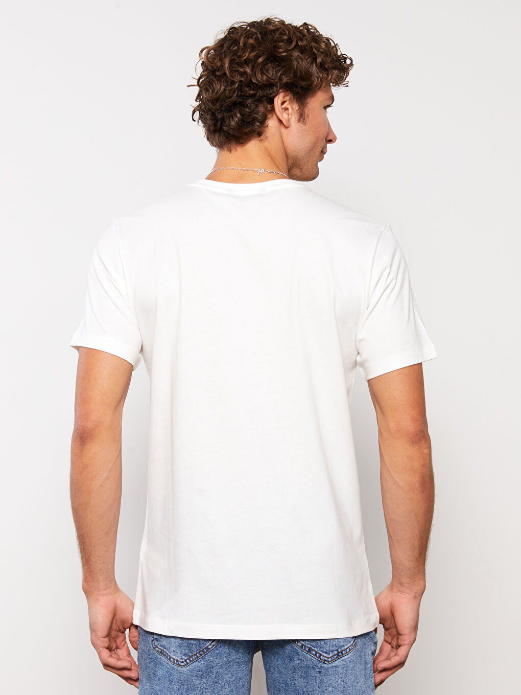 Crew Neck Short Sleeve Printed Combed Cotton Men's T-shirt-4