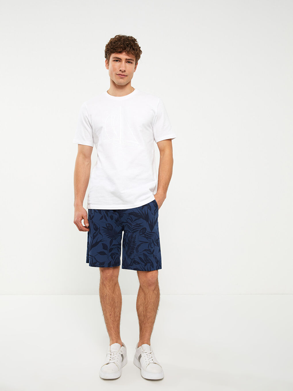 XSIDE Indigo Slim Fit Desenli Erkek Şort