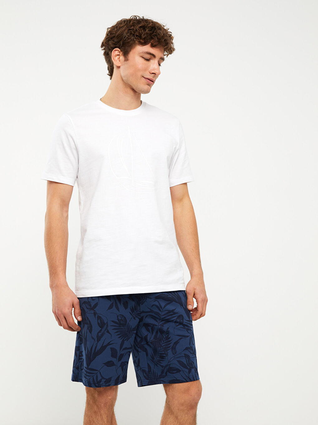 XSIDE Indigo Slim Fit Desenli Erkek Şort - 1