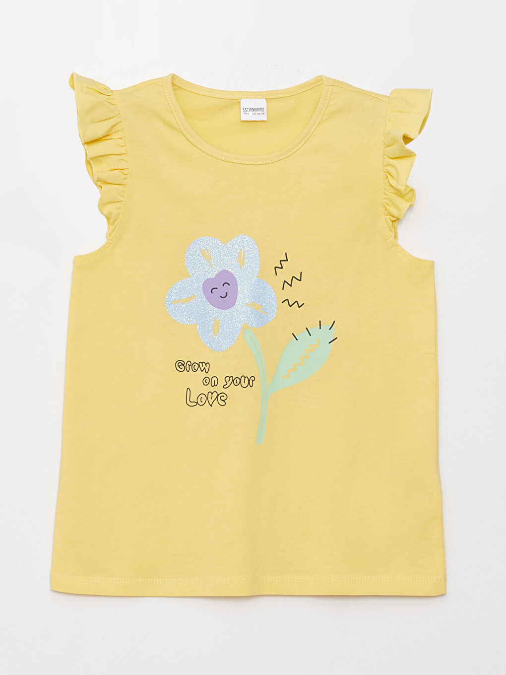 Sarı Bisiklet Yaka Baskılı Kısa Kollu Kız Çocuk Pijama Takımı-1