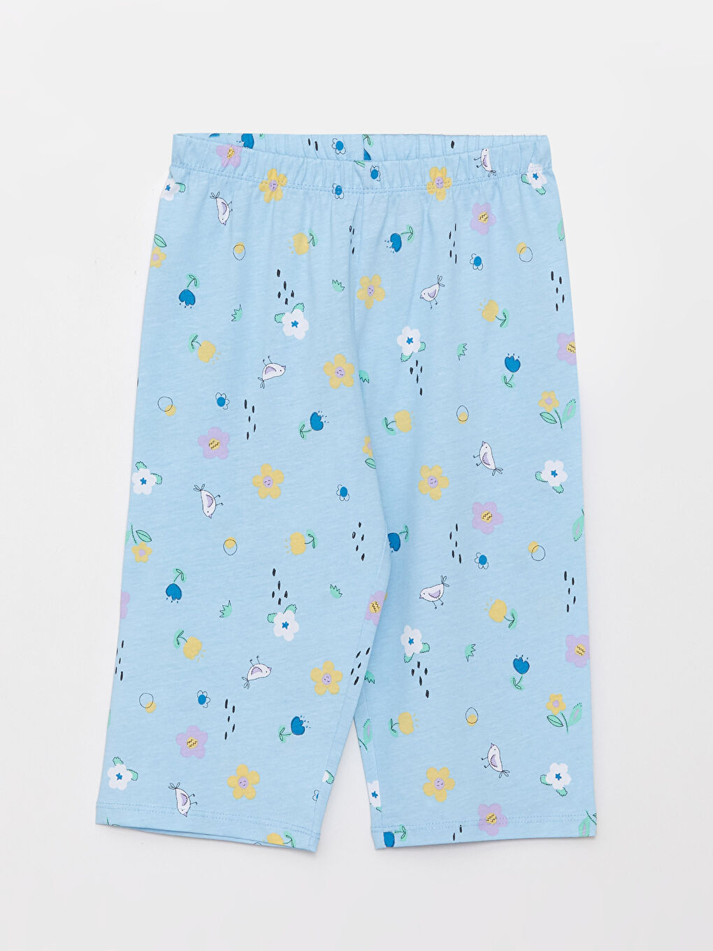 Sarı Bisiklet Yaka Baskılı Kısa Kollu Kız Çocuk Pijama Takımı-2