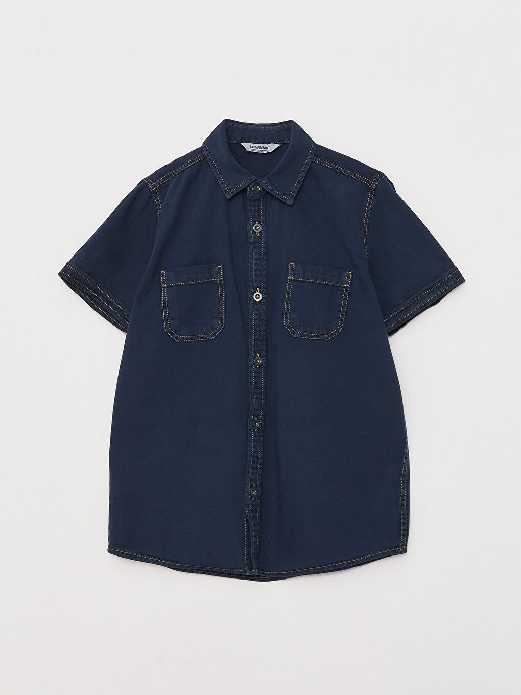 Basic Short Sleeve Boys' Denim Shirt