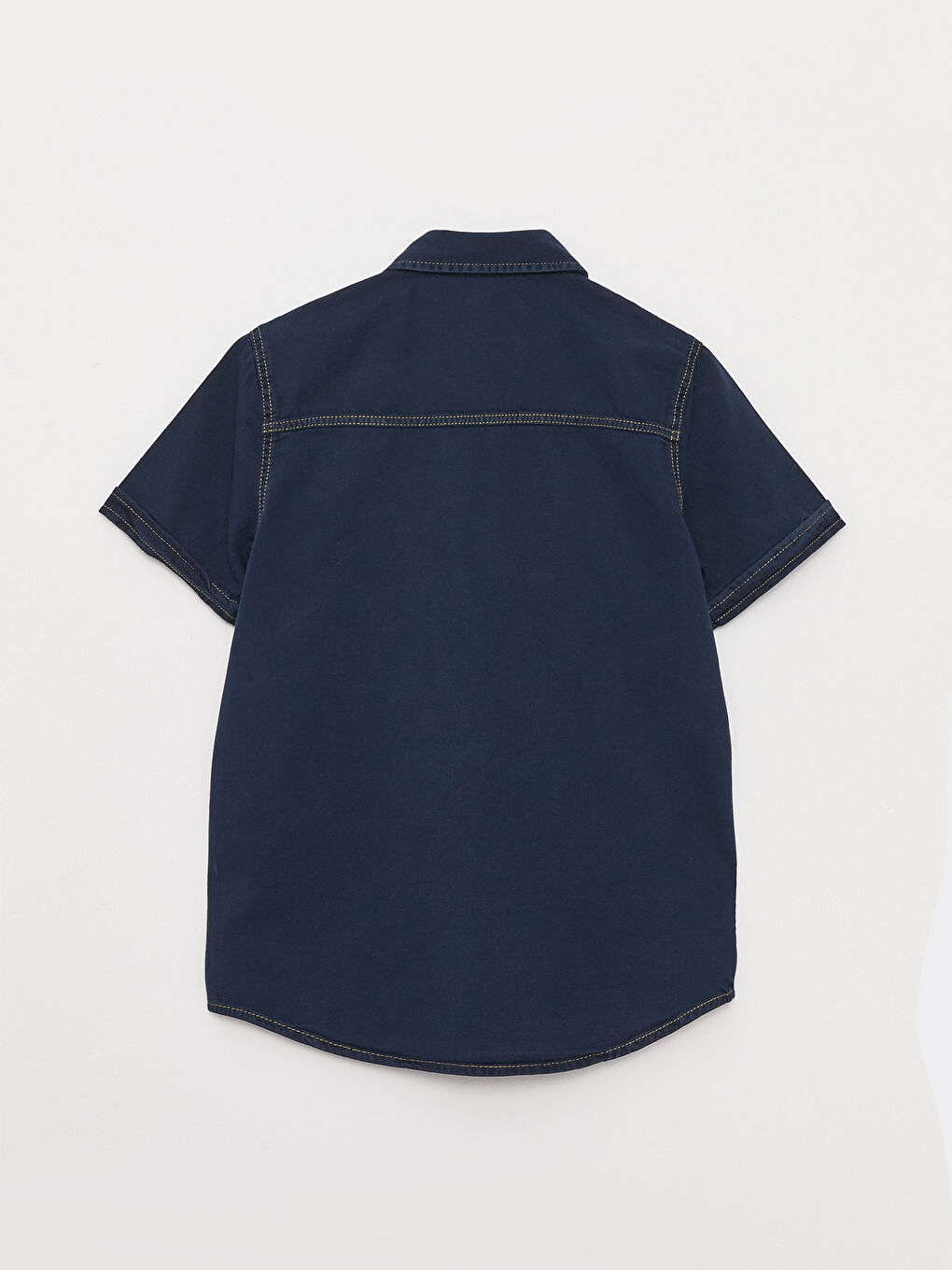 Basic Short Sleeve Boys' Denim Shirt-1