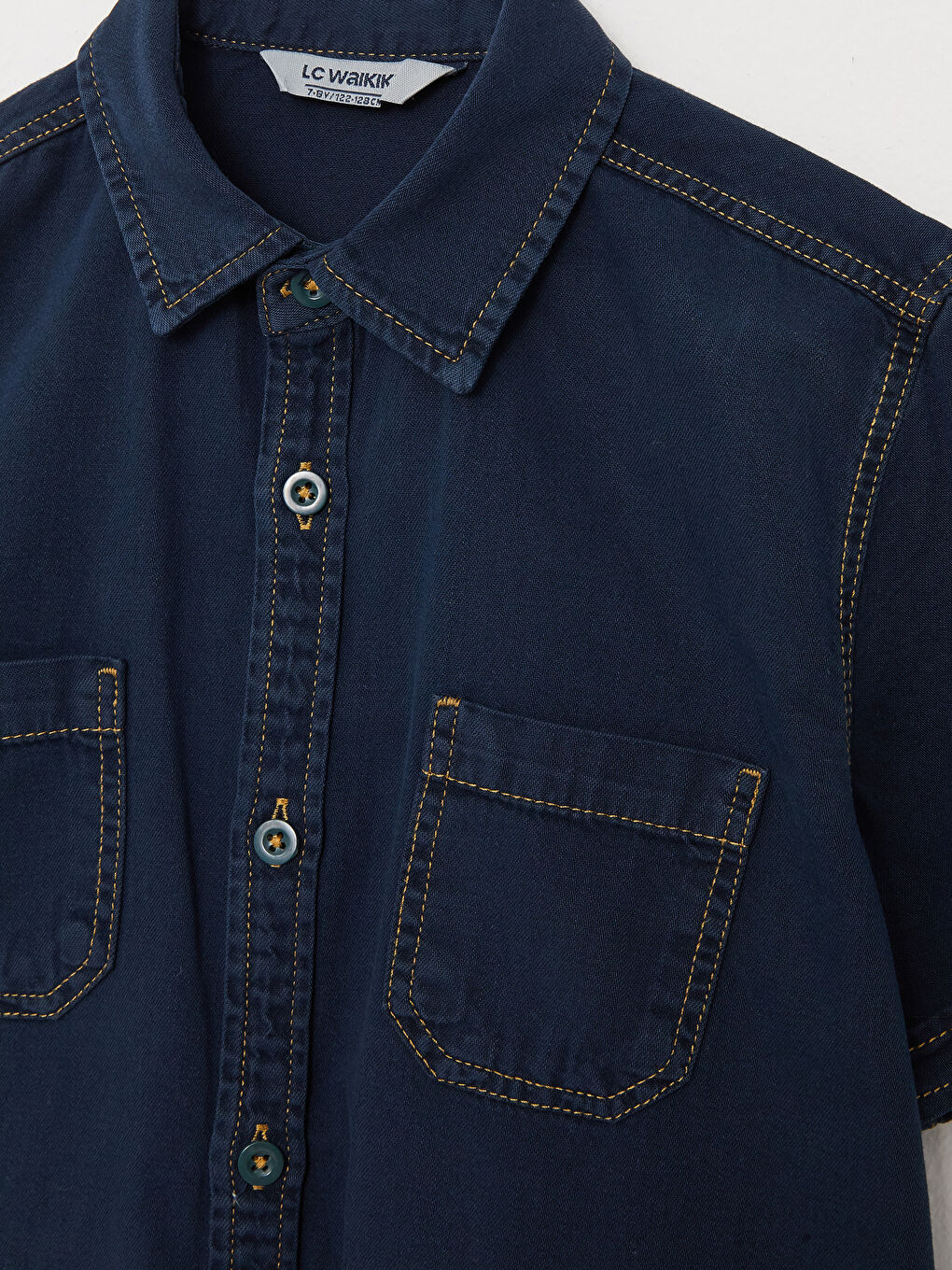 Basic Short Sleeve Boys' Denim Shirt-2
