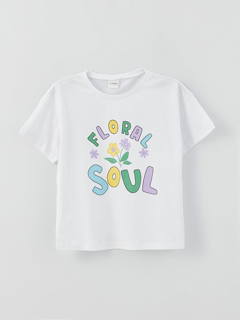 Crew Neck Printed Short Sleeve Girls' Pyjama Set with Shorts-1