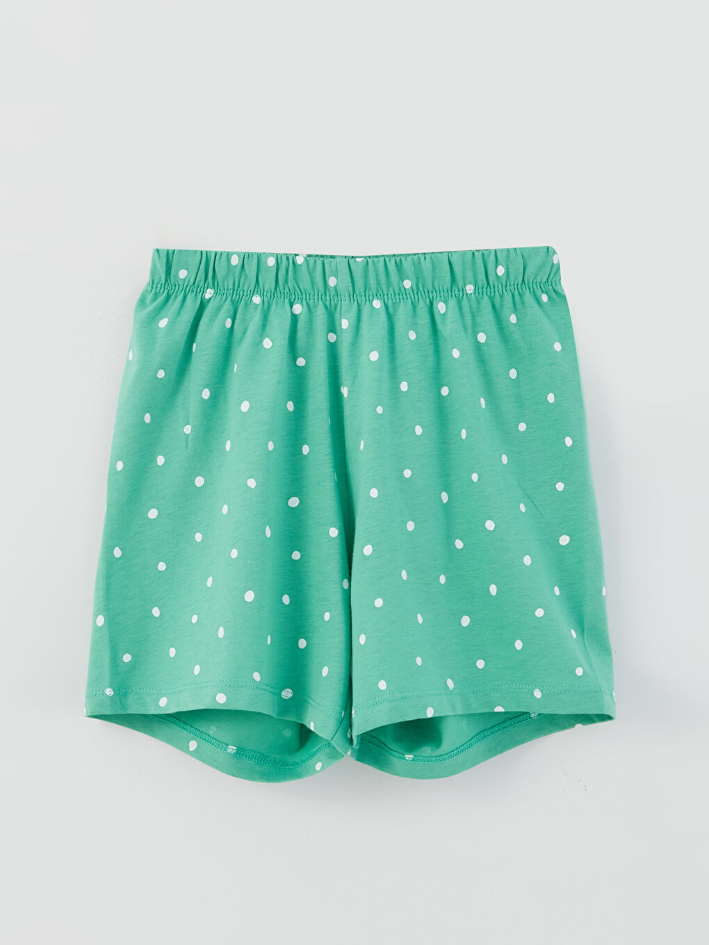 Crew Neck Printed Short Sleeve Girls' Pyjama Set with Shorts-2