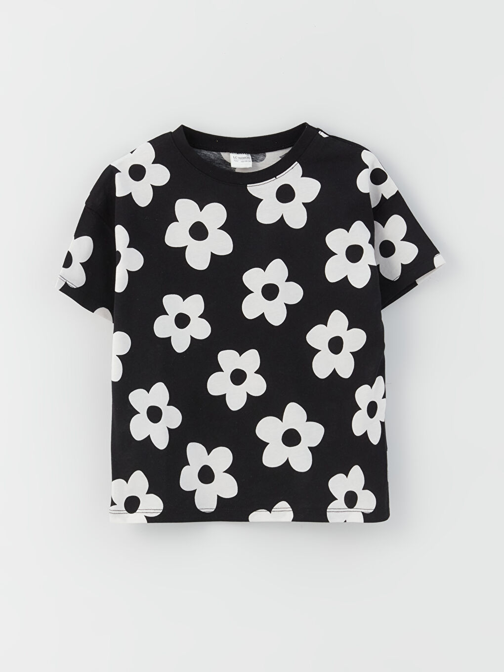 Siyah Bisiklet Yaka Baskılı Kısa Kollu Kız Çocuk Şortlu Pijama Takımı 2'li-2