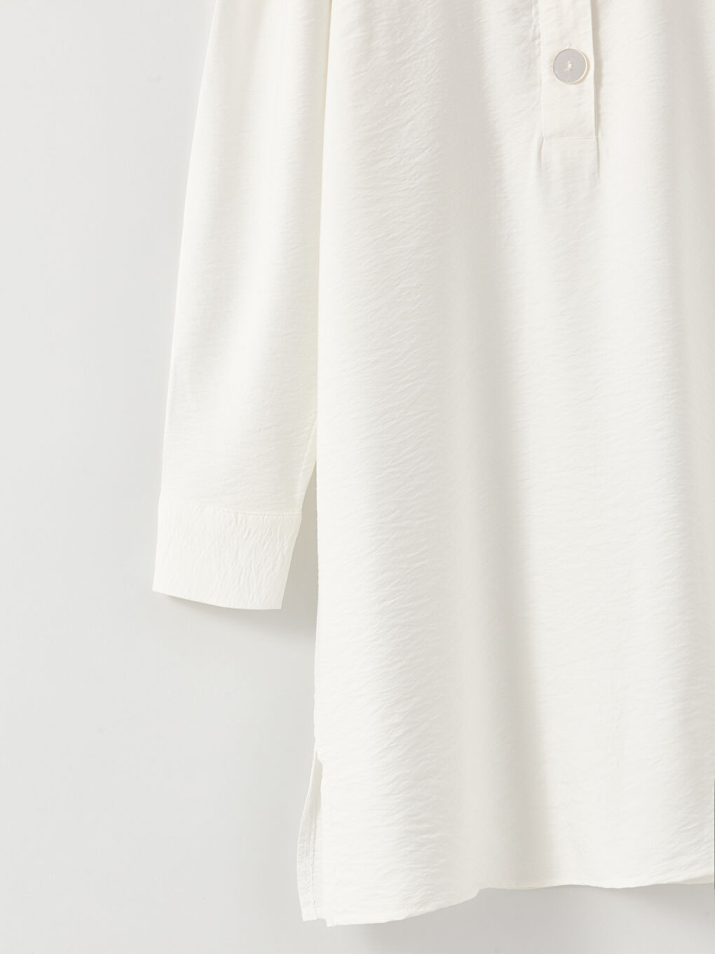 Bej Bisiklet Yaka Düz Uzun Kollu Kadın Tunik-7