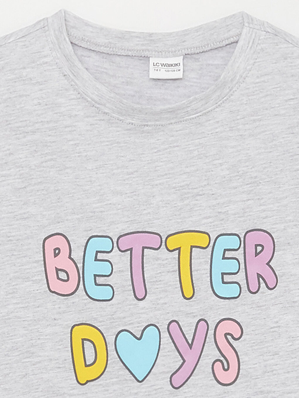 طقم بيجامة للبنات بياقة دائرية كم قصير مطبوع-3