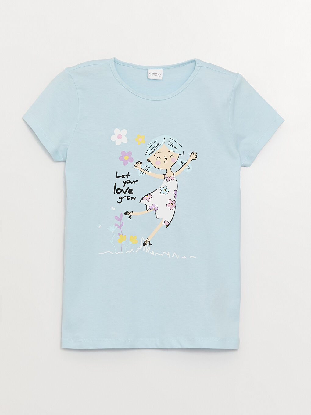 Mavi Bisiklet Yaka Baskılı Kısa Kollu Kız Çocuk Pijama Takımı-1